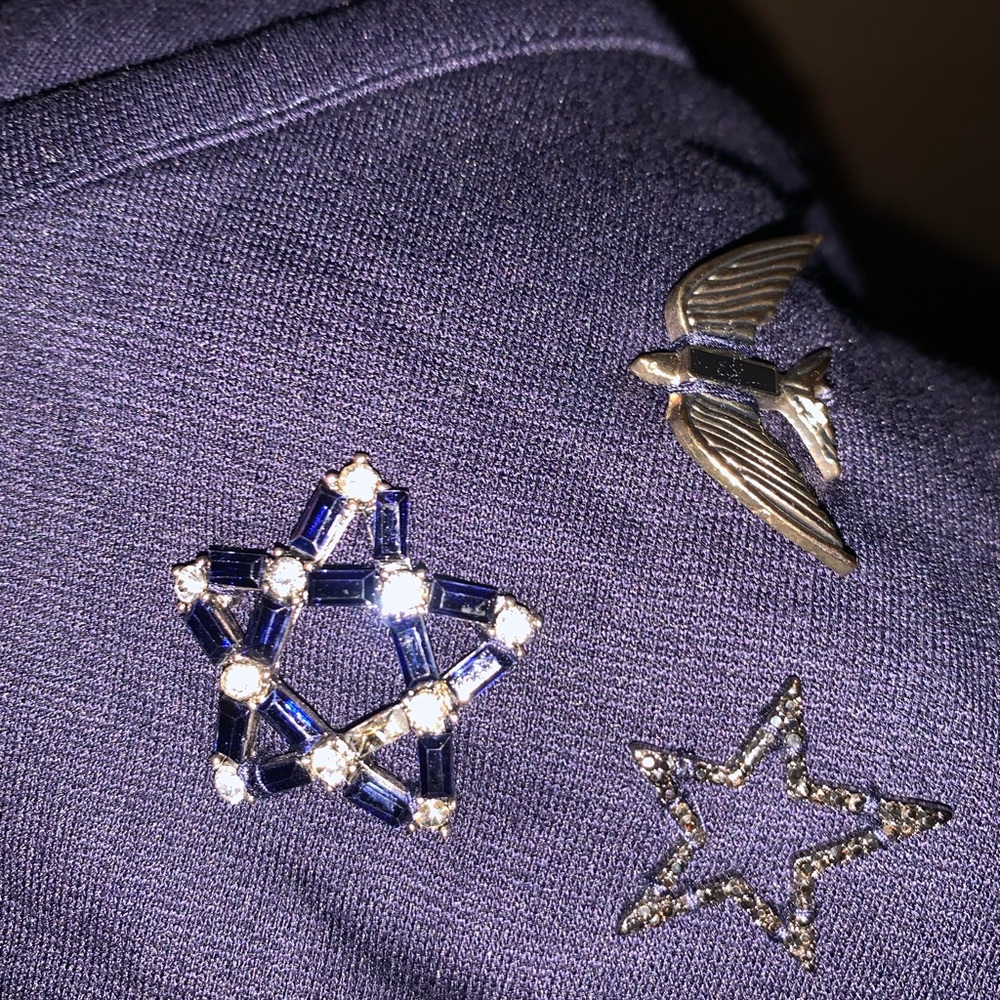 NWOT crown & ivy Navy Blue Long Sleeve Shift Dress with Fleur-de-Lis Accent - Picture 4 of 11